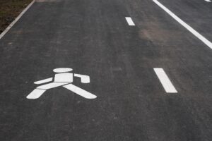 Pedestrian Way. Pedestrian Path Symbol on Road.