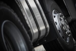 Semi Truck Wheels Closeup